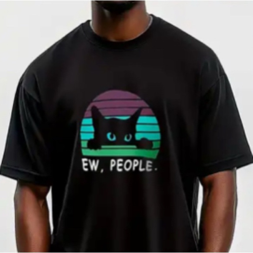 NEW Men’s Plus-Size Black Cat Graphic T-Shirt